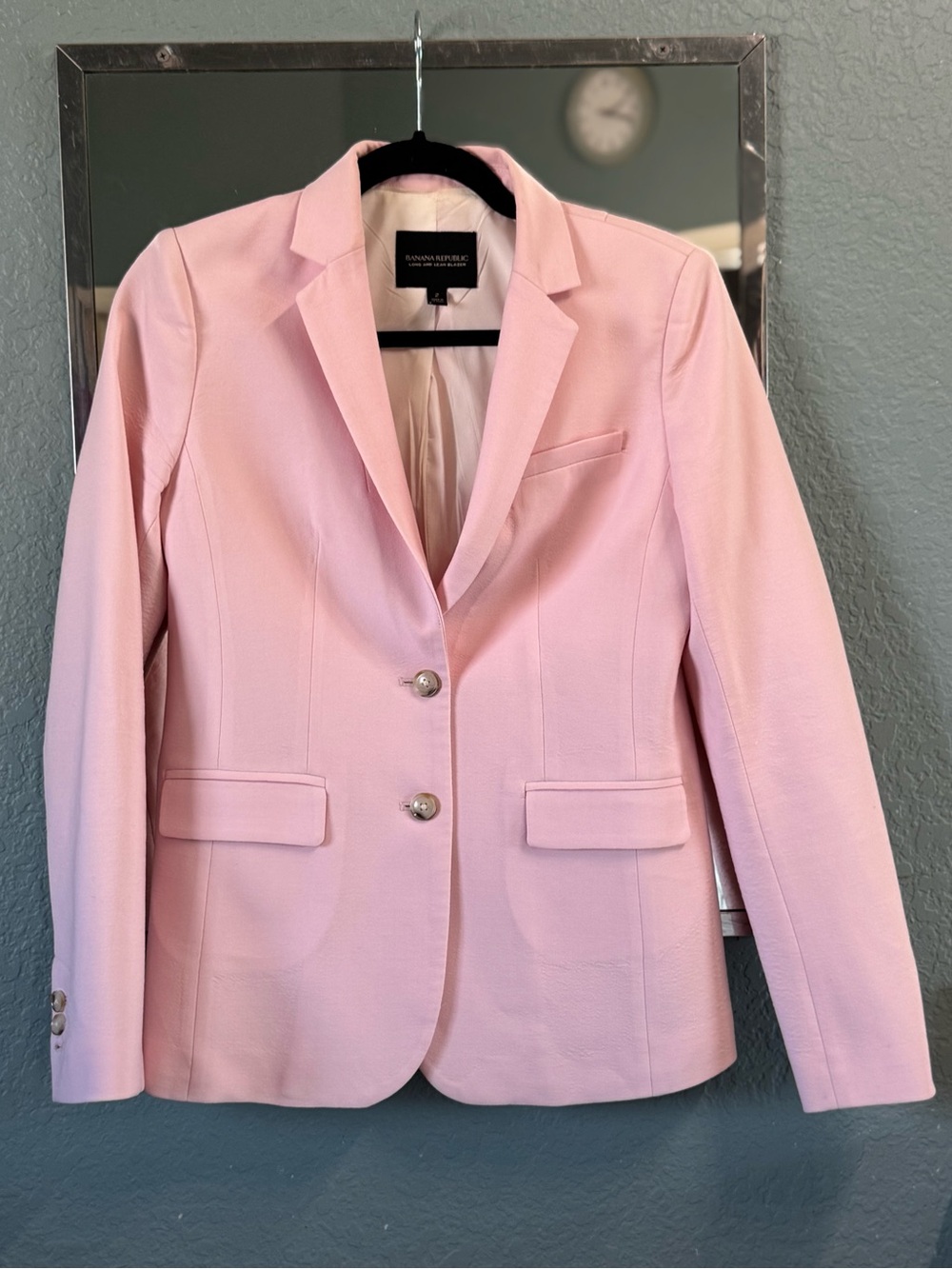 NWOT Banana Republic Black Label Baby Pink Long & Lean Stretch Blazer Size 2